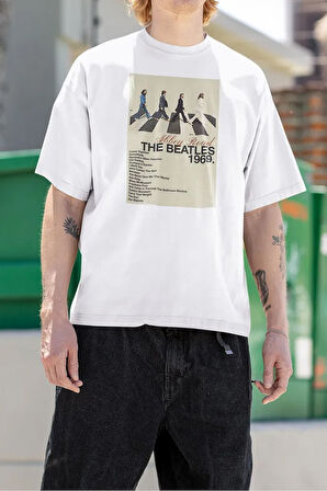 1969 Abbey Road The Beatles Baskılı Unisex Tişört, Oversize Müzik Grubu Tişört