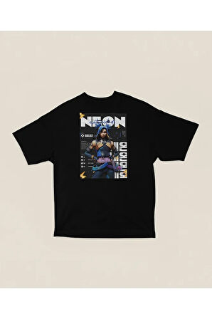 Neeon Duelist Baskılı Unisex Oversize Vaalorant Tişört