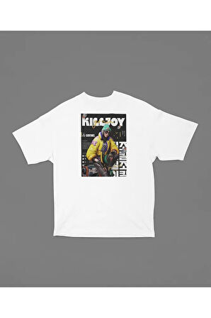 Sentinel Killljoy Karakter Baskılı Unisex Tişört, Oversize Valorannt Tişört