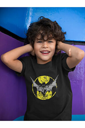 Batman Logo Baskılı Unisex Film Çocuk Tişört (1-12 YAŞ)