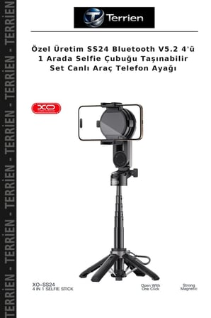 Özel Üretim SS24 Bluetooth V5.2 4'ü 1 Arada Selfie Çubuğu Taşınabilir Set Canlı Araç Telefon Ayağı