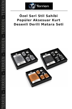 Özel Seri Stil Sahibi Popüler Aksesuar Kurt Desenli Derili Matara Seti