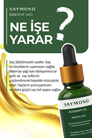 SAYMOND 2'li Biberiye Yağ Complex Saç Dökülmesi Ve Yıpranmış Saçlar Için Hızlı Saç Uzatan Biotinli Saç Bakım