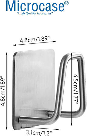 Microcase Güçlü Yapışkanlı Metal Banyo Mutfak Eşya Havlu Vb Ürün Askılığı AL4467 - 2  Adet Gümüş