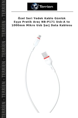 Özel Seri Yedek Kablo Günlük Eşya Pratik Araç NB-P171 Usb-A to 1000mm Mikro Usb Şarj Data Kablosu