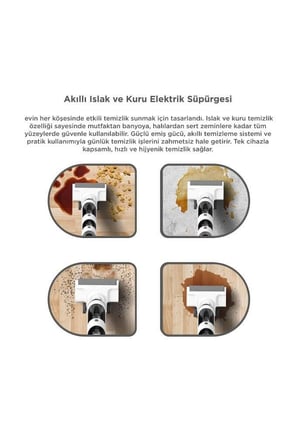 Özel Üretim Cihaz Hijyenik Akıllı Şarjlı Islak Kuru Dikey Süpürge FW1000