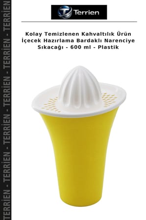 Kolay Temizlenen Kahvaltılık Ürün İçecek Hazırlama Bardaklı Narenciye Sıkacağı - 600 ml - Plastik