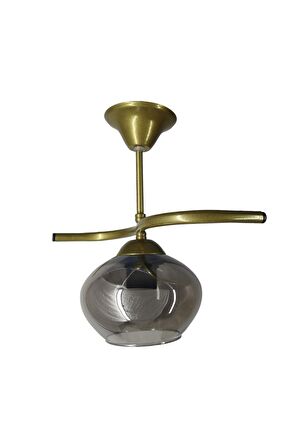 Fuji Eskitme Tekli Füme Yatsı Camlı Avize | Kaliteli Modern Metal Avize