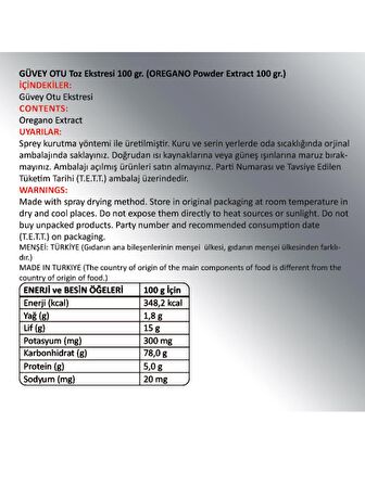 Güvey Otu (Oregano) Toz Ekstresi 100 Gr Cam Kavanoz