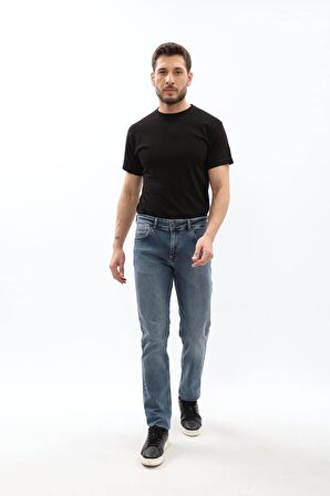 Erkek Koyu Mavi Regular Fit Jean Pantolon