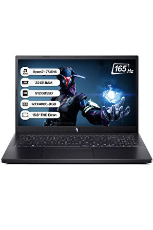 Acer Nitro V15 ANV15-41 AMD R7 7735HS 32GB 512GB SSD RTX4060-8GB Dos 15.6 FHD 165Hz Taşınabilir Bilgisayar NH.QSFEY.003