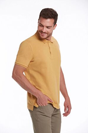 Hardal Regular Fit %100 Pamuk Polo Yaka Tişört | 3XL