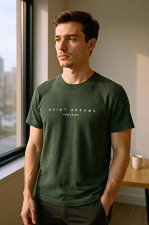 Erkek Regular Yeşil Baskılı T-Shirt