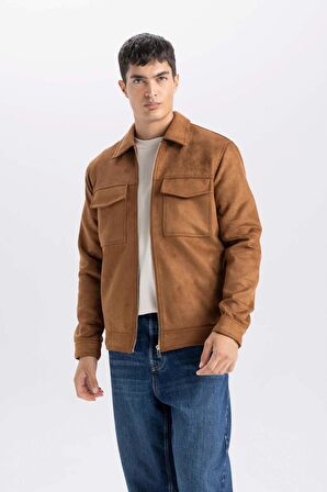 DeFacto Slim Fit Polo Yaka Süet Ceket Mont Y5362AZ24AUBN315