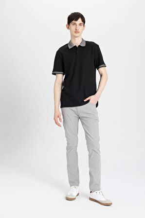 DeFacto New Regular Fit Waffle Kısa Kollu Basic Düz Polo Tişört B4508AX24SPBK81