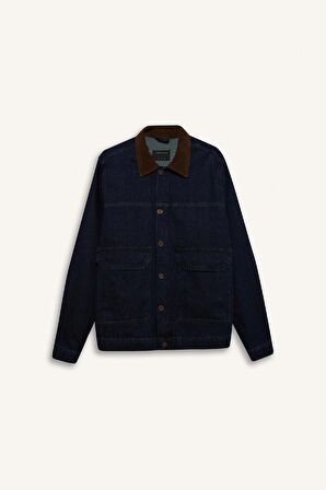 DeFacto Slim Fit Dar Kesim Kontrast Yakalı Mevsimlik Baharlık Jean Ceket E5490AX25SPNM34