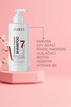 Sakura Therapy Shampoo 7ACTIVE ( Sakura Çiçeği,biotin,keratin,vitamin B5 ) Onarıcı Besleyici Şampuan 400 ml)