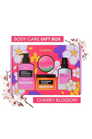 Yoğun Nemlendirme Etkili Dörtlü Vücut Bakım Seti KUNDAL Body Care Gift Box (Cherry Blossom)