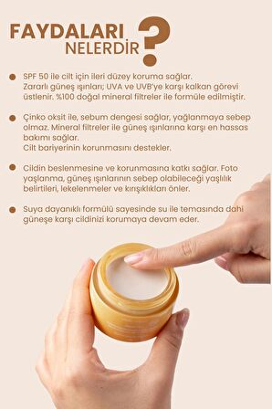 Bade Natural 50 Spf %100 Mineral Filtreli ve Doğal Güneş Koruyucu Yüz ve Vücut Kremi 50 ml