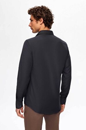 Ds Damat Slim Fit Lacivert İtalyan Yaka Gömlek 2HF02ORT5185 2HF02ORT5185