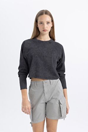 DeFacto Coool Loose Fit Yıkamalı Soluk Efektli Uzun Kollu Tişört C4398AX24SPAR226