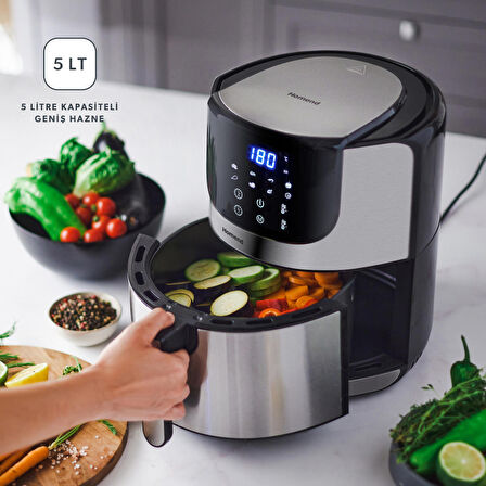 Homend Airfryday 2502H 8 Farklı Program, 5 Litre Dokunmatik Ekranlı Fritöz Inox