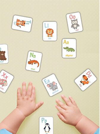 Ahşap Ingilizce Alfabe Kartları - Alfabe Ingilizce Eğitim Seti Ingilizce Öğrenme Kartları Montessori