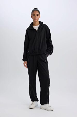 DeFactoFit Wide Leg Geniş Paça Cepli Sporcu Dokuma Pantolon C9414AX25SPBK81