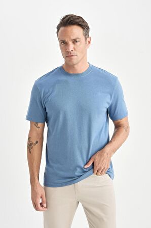DeFacto New Regular Fit Bisiklet Yaka Basic Düz %100 Pamuk Kısa Kollu Tişört V7699AZ25SPIN195