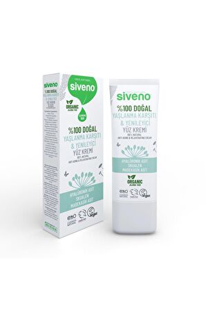 Siveno %100 Doğal Yüz Kremi Yaşlanma Karşıtı Hyaluronik Asit Aydınlatıcı Yenileyici Canlandırıcı 30 ml