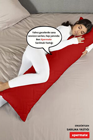 XPERMATE Sarılma Yastığı , Uyku Yastığı , Bacak Arası Yastığı Dikdörtgen 150x25 cm KoyuKırmızı