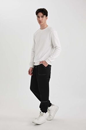 DeFacto Regular Fit Jogger Eşofman Altı Beli Bağcıklı Lastikli Paça Cepli C5384AX24SPBK81