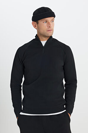 Standart Fit Normal Kesim Bato Dik Yaka Triko Kazak