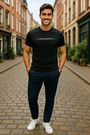 Erkek Slim Fit Enjeksiyon Baskılı Pamuklu T-Shirt
