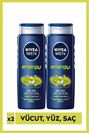 Nivea Men Energy Ferahlatıcı Tüm Ciltler İçin Duş Jeli 2 x 500 ml