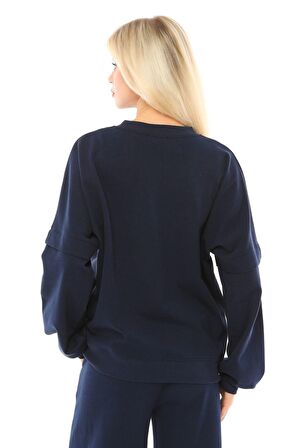 defy's Kadın Oversize Sweat Kol Detaylı Lacivert