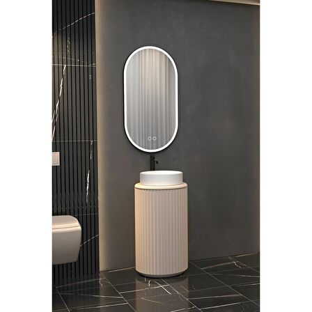 LOTUS 42 CM BEYAZ LAVABOLU BANYO DOLABI  VİZON - RAF MODÜL HARİÇ