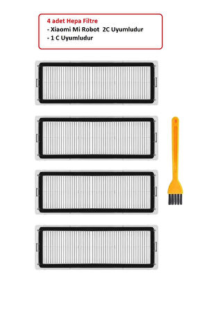 Mi Robot Vacuum 2c STYTJ03ZHM Uyumlu Yedek parça Filtre 4 adet