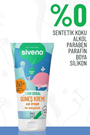 Siveno %100 Doğal Bebek Güneş Kremi Leke Karşıtı Antioksidan Nemlendirici Bitkisel Vegan UVA UVB SPF 50+ 50 ml