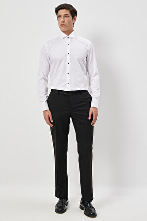 Erkek Beyaz Slim Fit Dar Kesim Ata Yaka Uzun Kollu Klasik Gömlek