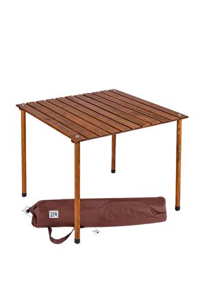BAG THE JOY AHŞAP KATLANIR MASA SANDALYE SETİ – 70*70*55 cm KAHVERENGİ - BEJ