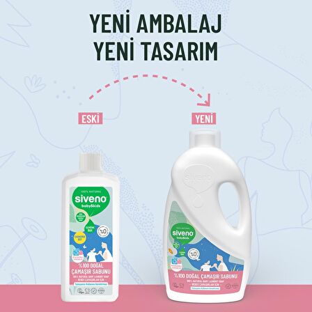 Siveno %100 Doğal Bebek Çamaşır Sabunu Kendinden Yumuşatıcılı Bitkisel Deterjan Konsantre Vegan 1000 ml x 2 Adet
