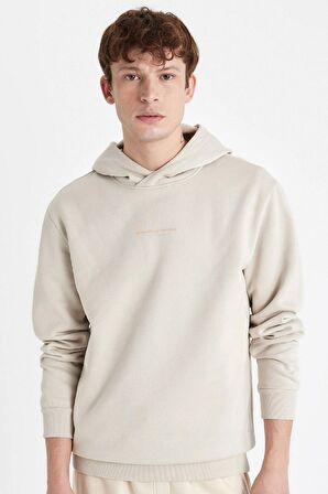 DeFacto Regular Fit Kapüşonlu Yazı Baskılı Sweatshirt C6131AX24AUBG766