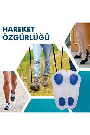 MG02 - Silikon 3/4 Ortopedik | Ark Destekli, Darbe Emici, Topuk Dikeni Için Yumuşak Iç Tabanlık