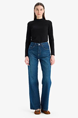 DeFacto Yarım Balıkçı Yaka Basic Düz Fitilli Kaşkorse Uzun Kollu Tişört E7671AX25SPBK81