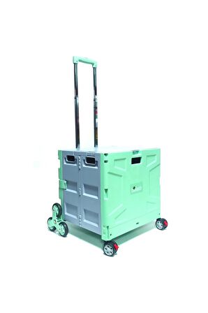 Balatlı Katlanabilir Yükseklik Ayarlı Merdiven Çıkabilen Paket Market Taşıma Arabası FP548