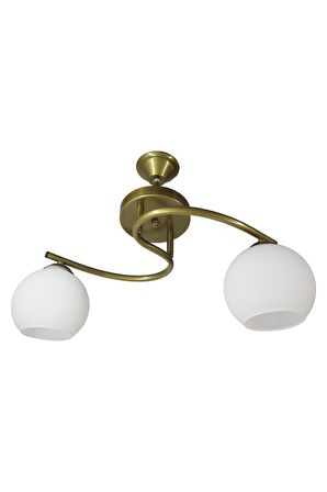 Fuji Eskitme 2'li Beyaz Camlı Avize | Kaliteli Modern Metal Avize