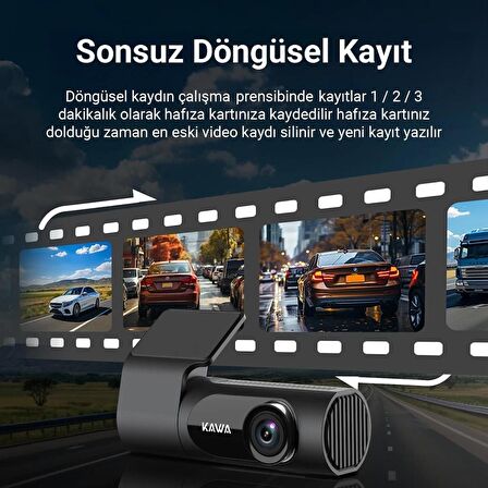 Kawa D6 3K 1620P 145° Geniş Açı Lens DSI-2 Gece Görüşlü G-Sensörlü WDR WiFi Araç Kamerası