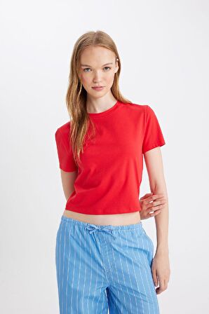 DeFacto Coool Fitted Bisiklet Yaka Basic Düz Kısa Kollu Tişört Z8790AZ24AURD54