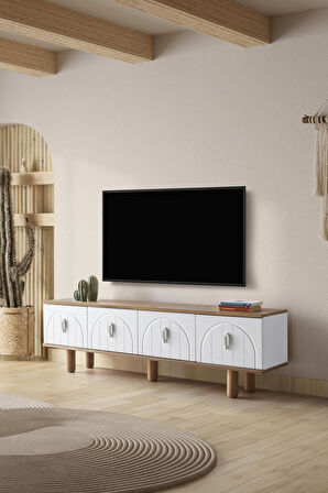 Tv Ünitesi, 180 Cm, Tv Sehpası,İskandinav tarz modern ahşap detaylı Bohem Tv